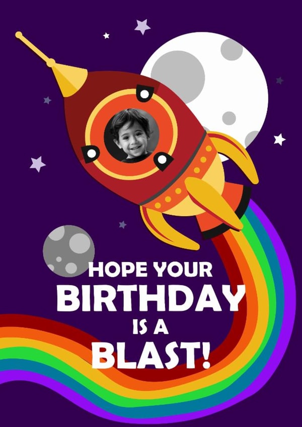 Cute Birthday Card - Space - Rocket created by Roger Bear Designs