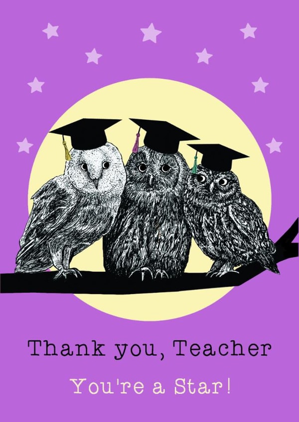 Cute Thank You Card - Owls created by Beth Higgins Art