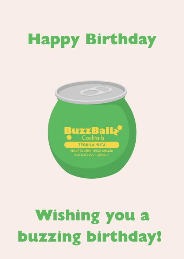 Funny Birthday Card For Friend or Family – “Wishing you a buzzing birthday!” created by ByAM