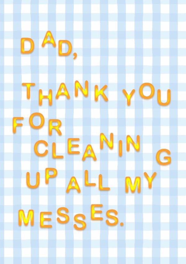Dad Alphabetti Spaghetti Blue Gingham Card for Father's Day created by Illustratoni