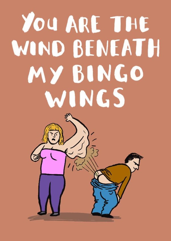 Funny Bingo Wings Anniversary Card created by Jimmy Doodle