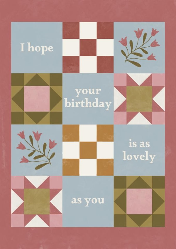 Pretty Birthday Card – Floral Quilt Pattern — Lovely As You created by Ellice Owens Designs