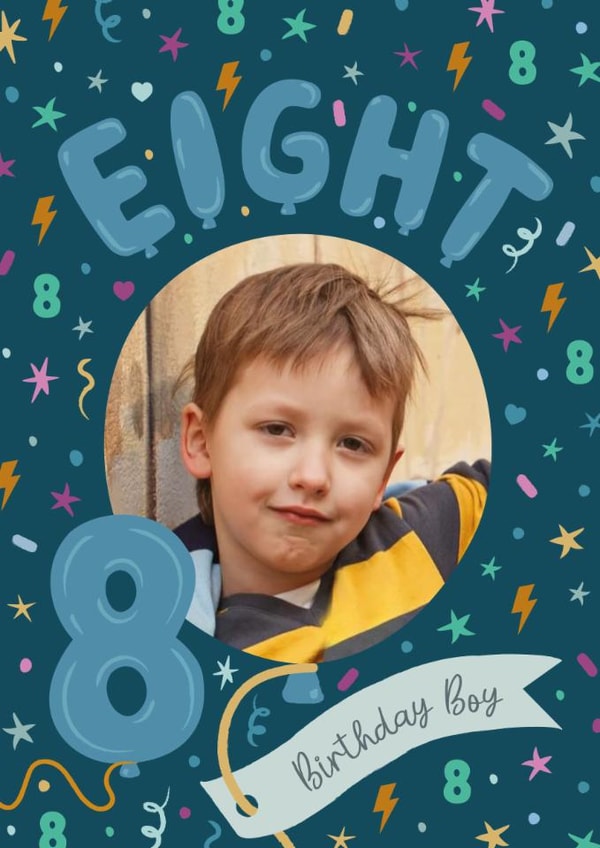 Classic 8th Birthday Card - For Him - Balloons created by The Pattern Press
