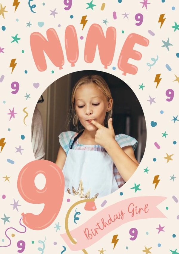 Classic 9th Birthday Card - For Her - Balloons created by The Pattern Press