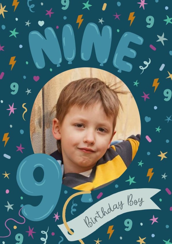 Classic 9th Birthday Card - For Him - Balloons created by The Pattern Press