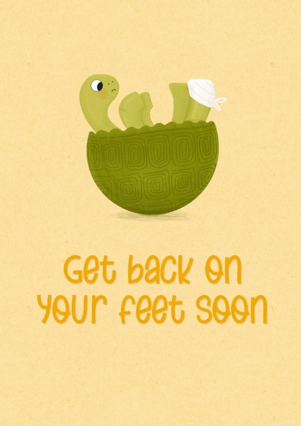 Cute Get Well Card - Back On Your Feet - Turtle created by @oubergine