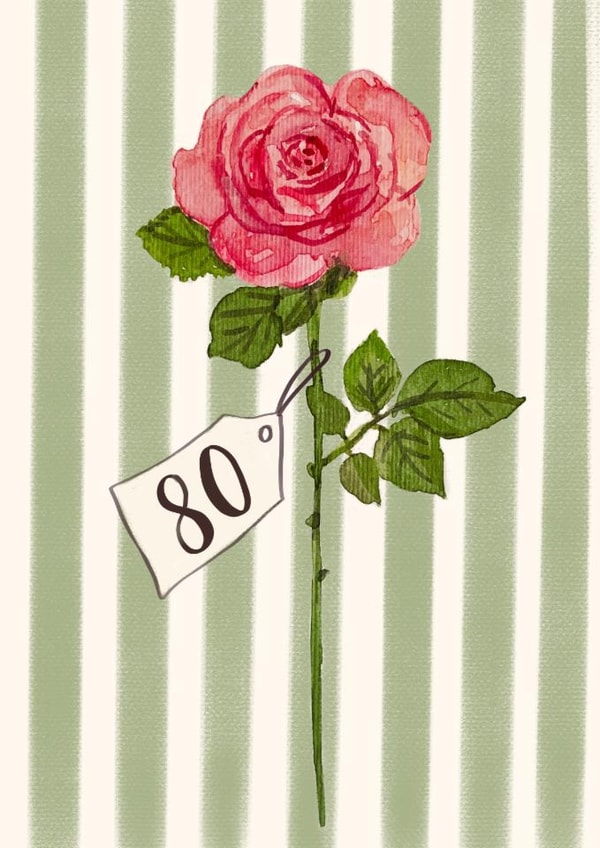 Pretty Birthday Card - 80th - Rose created by Love Lucy Illustration