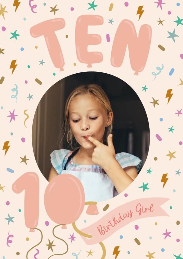 Classic 10th Birthday Card - For Her - Balloons created by The Pattern Press