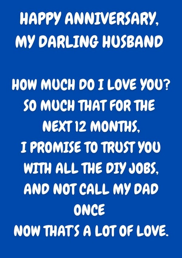Funny Husband Anniversary Card – DIY Joke, Cheeky Love created by The Awkward Card Company 