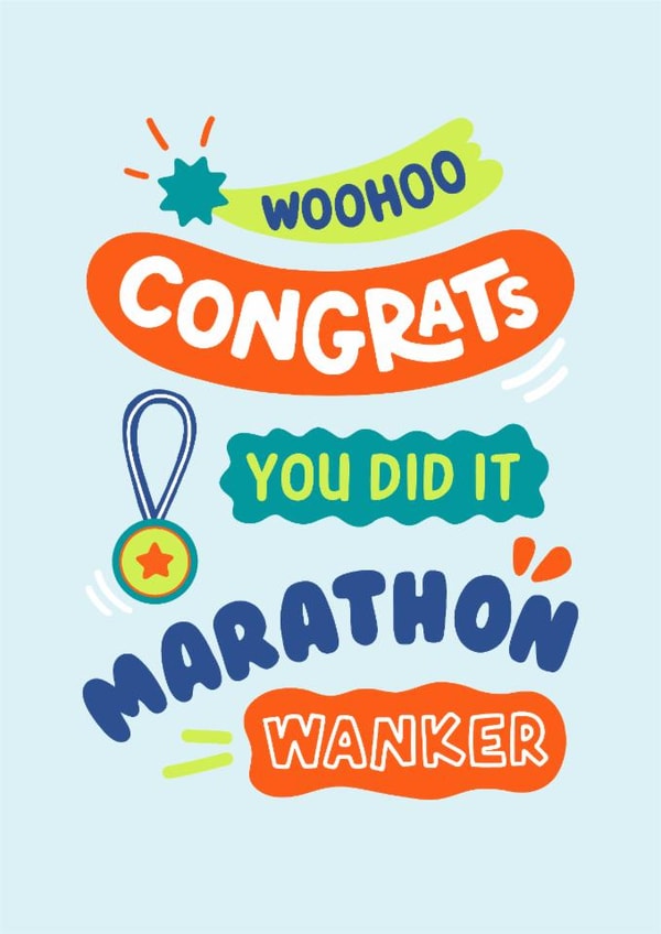 Funny Congratulations Card - Marathon Wanker created by Helen Thompson