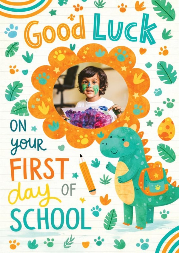 Cute Good Luck Card - First Day Of School - Dinosaur created by Tiger Feet Creations