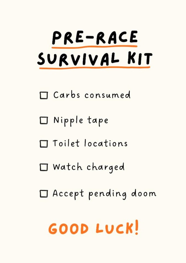 Funny Good Luck Card - Marathon Check List created by @HurrayHaus
