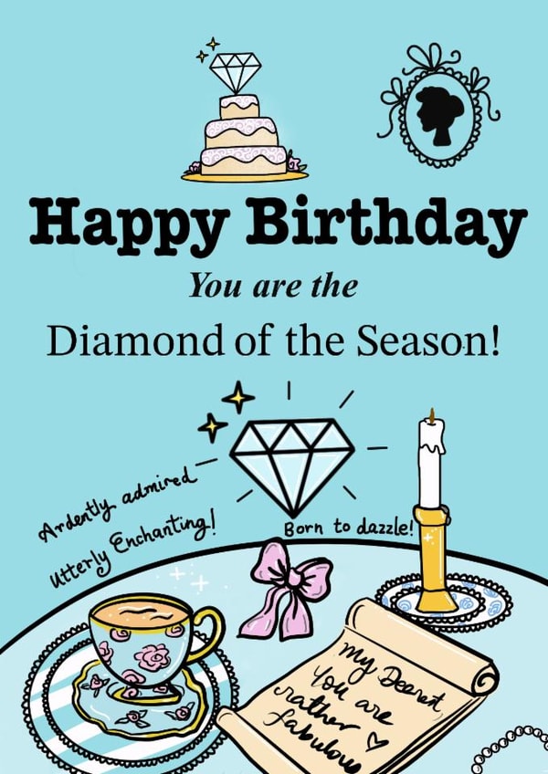 For that special Diamond of the season! Bridgerton inspired Happy Birthday card. created by Lil Nu Souk
