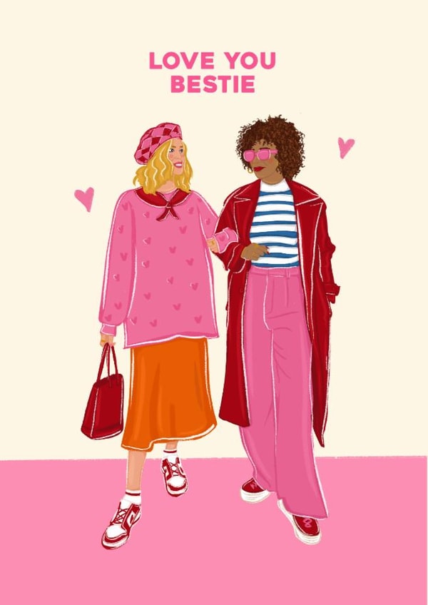 Classic Love And Friendship Card - Love You Bestie created by byRosybum