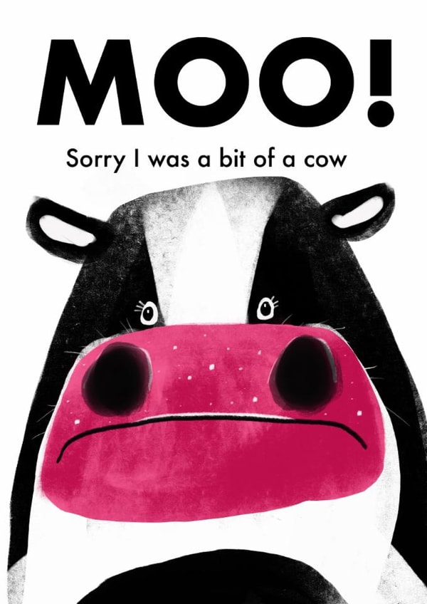 Funny Sorry Card - Cow created by Seaby Sketches