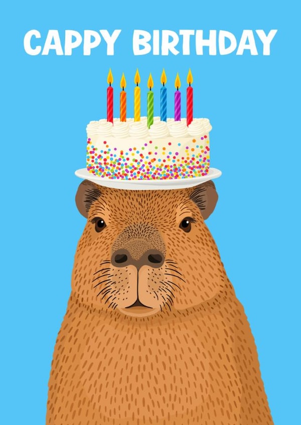 Cute Birthday Card - Capybara created by Pink Peach Cards