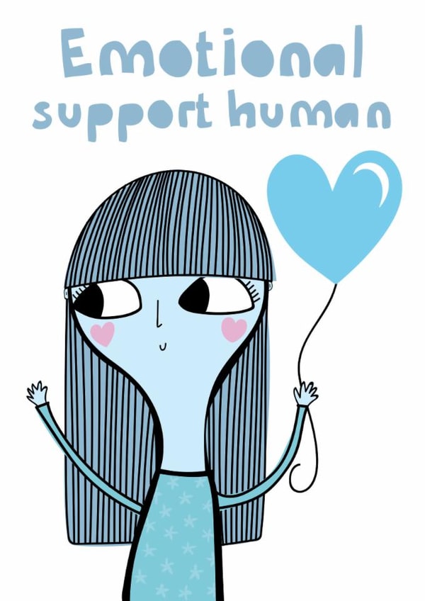 Cute Love And Friendship Card - Emotional Support Human created by elnup
