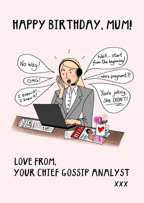 Funny Birthday Card - For Mum - Gossip created by Hello Hatty