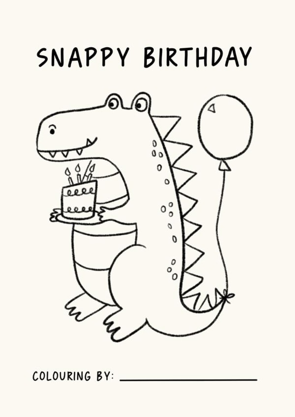 Cute Birthday Card - Colour In Crocodile created by @oubergine