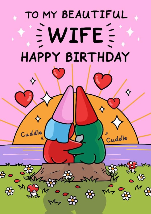 Beautiful Birthday Card - For Wife - Romantic Sunset created by Cheeky Legends
