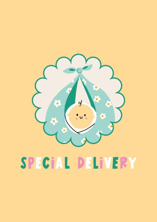 Cute New Baby Card - Scalloped - Special Delivery created by Lucy Maggie Designs