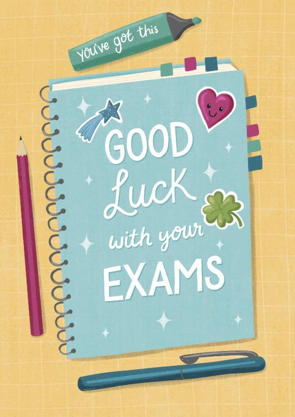 Cute Exams Card - Good Luck With Your Exams - Notebook created by Silky Rose Design