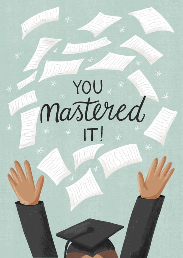 Classic Graduation Card - Masters Degree Celebration Card - You Mastered It! created by Silky Rose Design