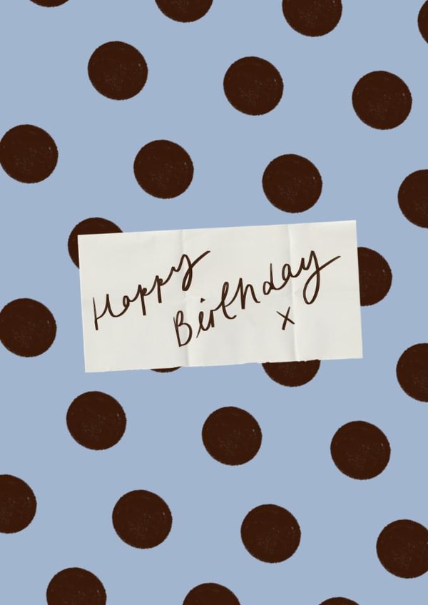 Classic Birthday Card - Blue And Brown Polka Dots created by Holly Walsh