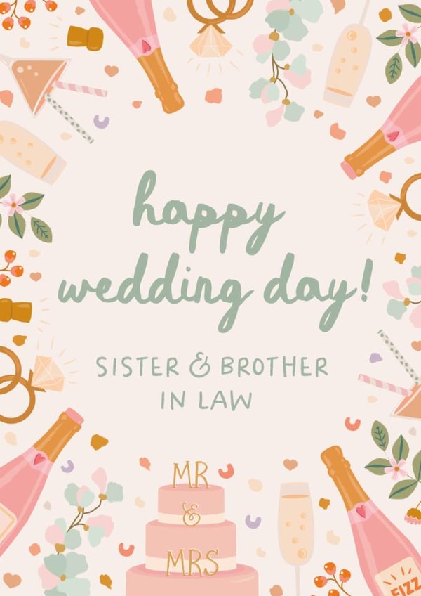 Classic Wedding Card - For Sister & Brother In Law - Champagne created by The Pattern Press