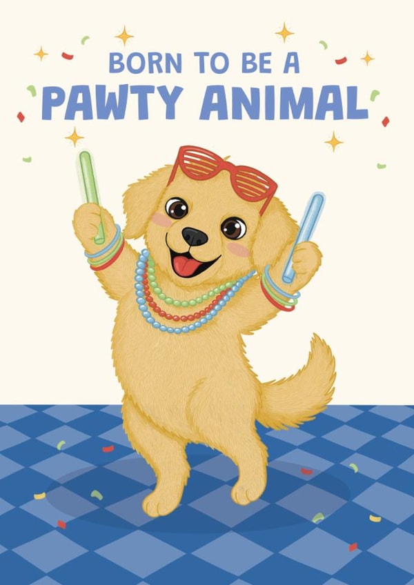 Cute Birthday Card – Pawty Animal — Dancing Dog created by @Cupsie's Creations