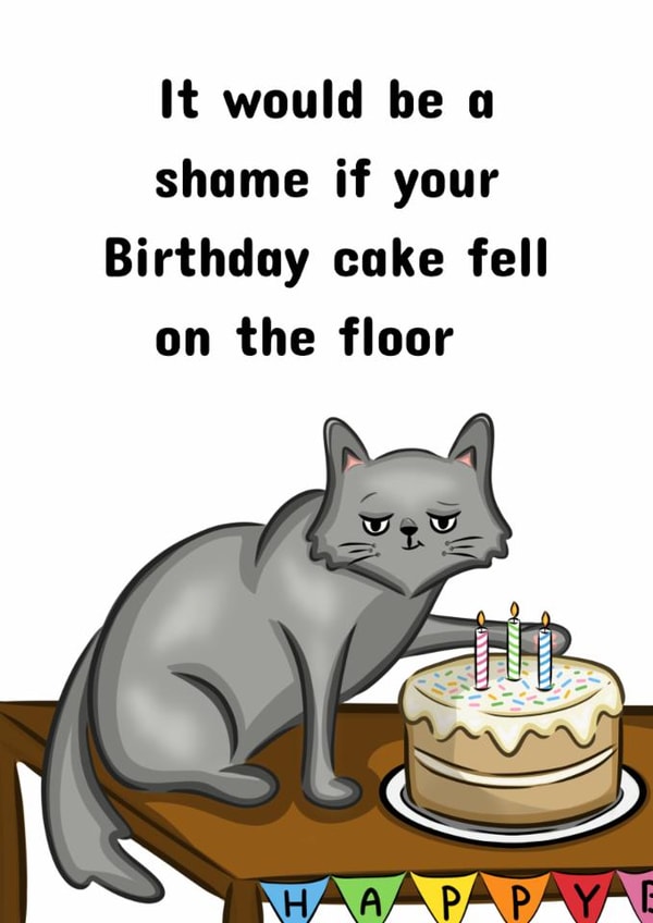 Funny Cat Knocking Cake Off Table Birthday Card created by SunnySpellsAtNoon