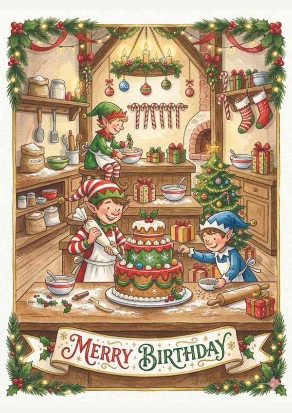 Festive Birthday Bake at Santa's Workshop created by Lunar Tree Studios