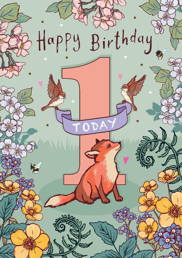 Cute 1st Birthday Card - For Her - Woodland created by Angie Spurgeon