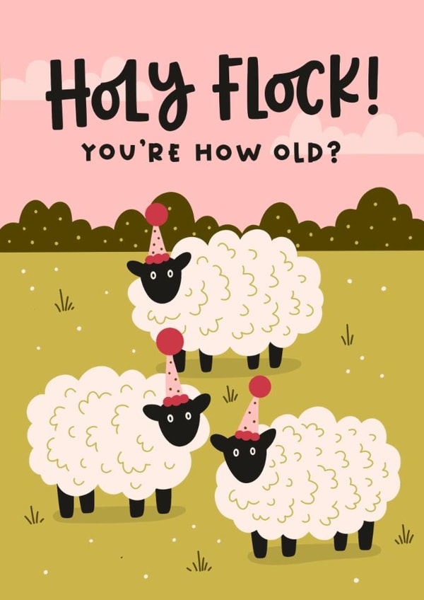Funny Birthday Card - Sheep - Holy Flock! created by Abbie Imagine