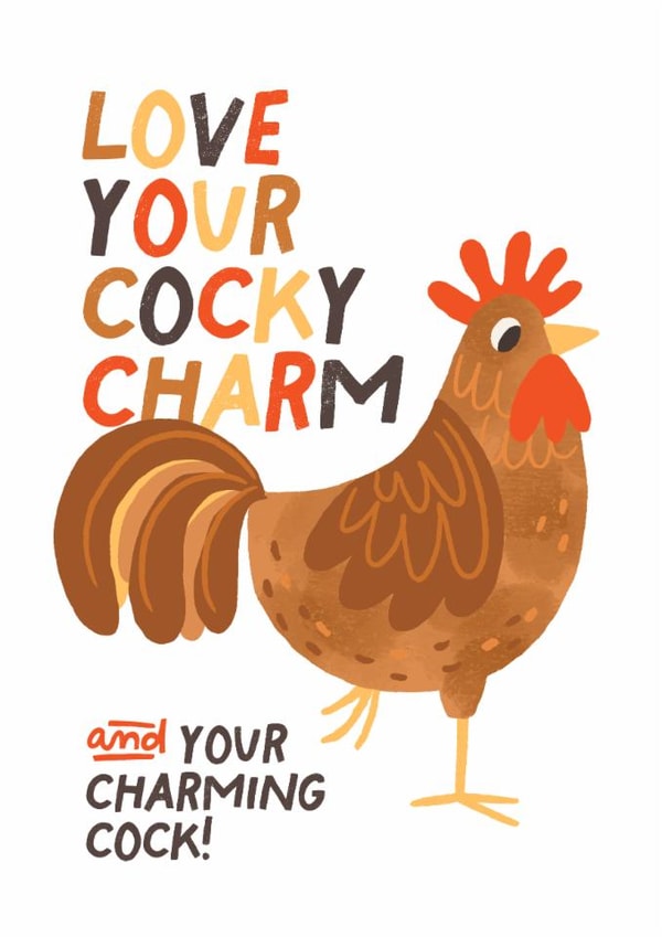 Funny Anniversary or Birthday Card for Husband or Boyfriend – Cocky Charm created by PaperPaper