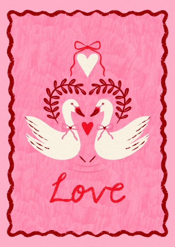Graceful Swans Heart - Elegant Valentine's Day Love Card created by Dafne Design Studio