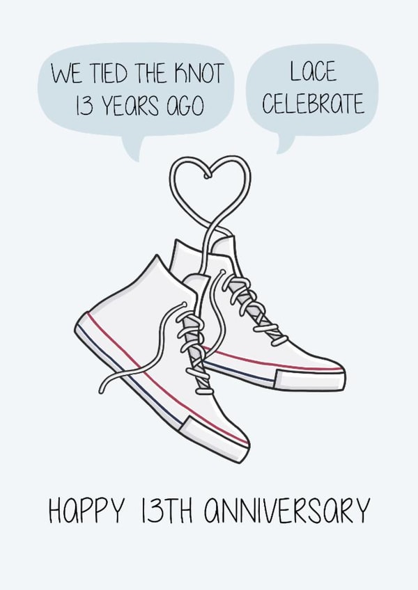 Cute 13th Anniversary Card - Lace - Trainers created by Creaternet