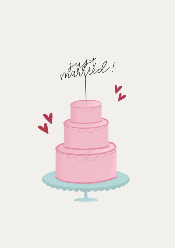 ‘Just Married’ Wedding Cake Card created by Kate Jones