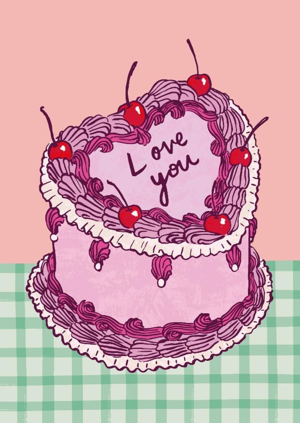 Pretty Anniversary card - Cherry Cake - Love you created by Embletree Designs