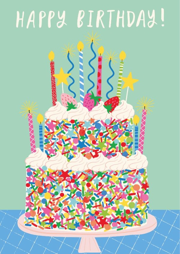 Classic Birthday Card - For Her - Rainbow Sprinkle Cake created by Nina Raby - Jones