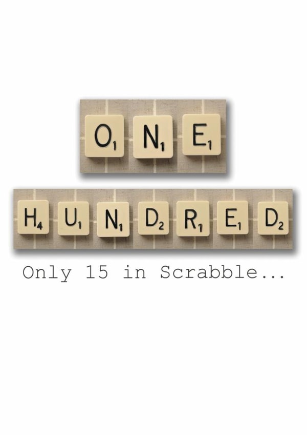 100th Scrabble Card "only 15 in Scrabble" created by Namephrame