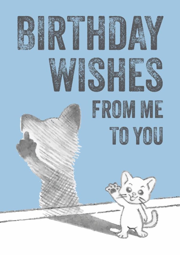 Funny Birthday Card - Rude Cat - Wishes From Me To You - Middle Finger created by Versed Aid