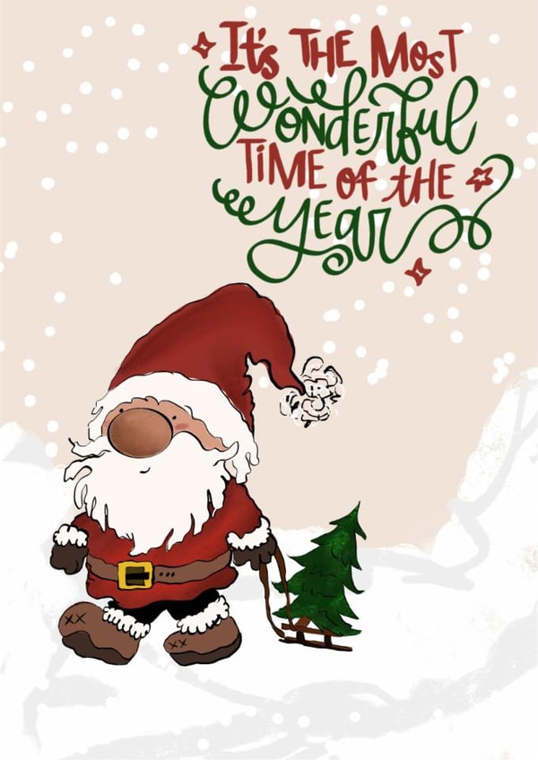 Cute Christmas Gnome Card | Wonderful Time of the Year Festive greeting card created by Ayesha Idris