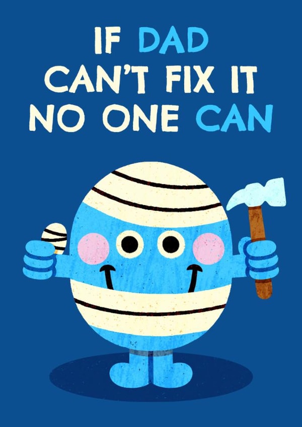 Cute Father’s Day Card - Mr. Men - Mr. Bump - If Dad Can’t Fix It No One Can created by Mr. Men