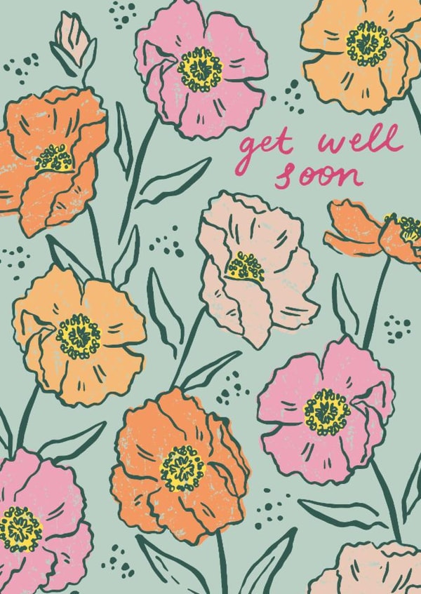 Pretty Get Well Soon Card - Poppies - For Her created by Embletree Designs