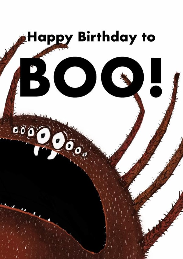 BOO! Funny Spider Jump Scare Birthday Card created by Seaby Sketches