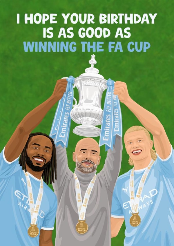 Fun Birthday Card - Man City - FA Cup Winners created by Pink Peach Cards