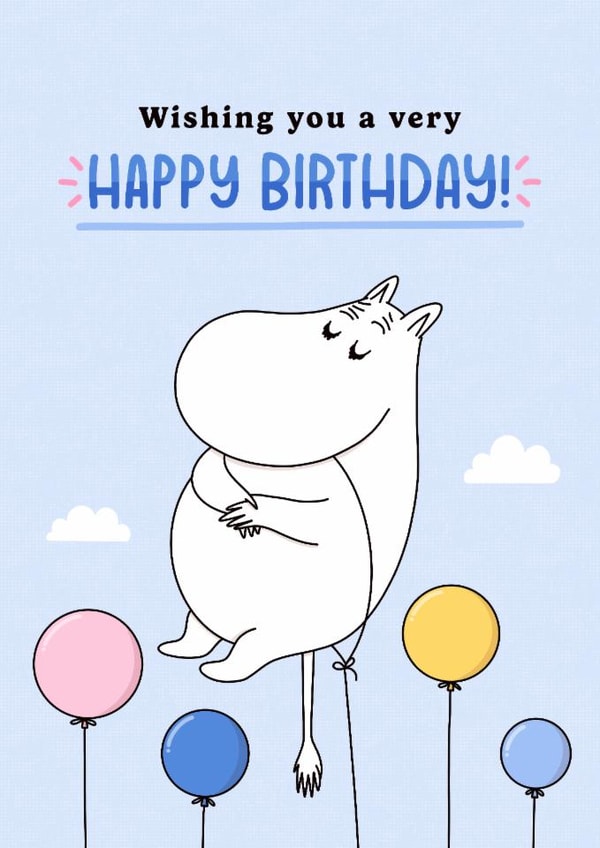 Cute Birthday Card - Moomin - Birthday Balloons created by Moomin Characters
