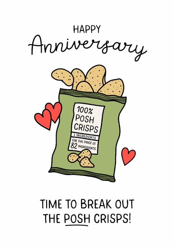 Funny Anniversary Card - Posh Crisps created by Evie Garnett Designs
