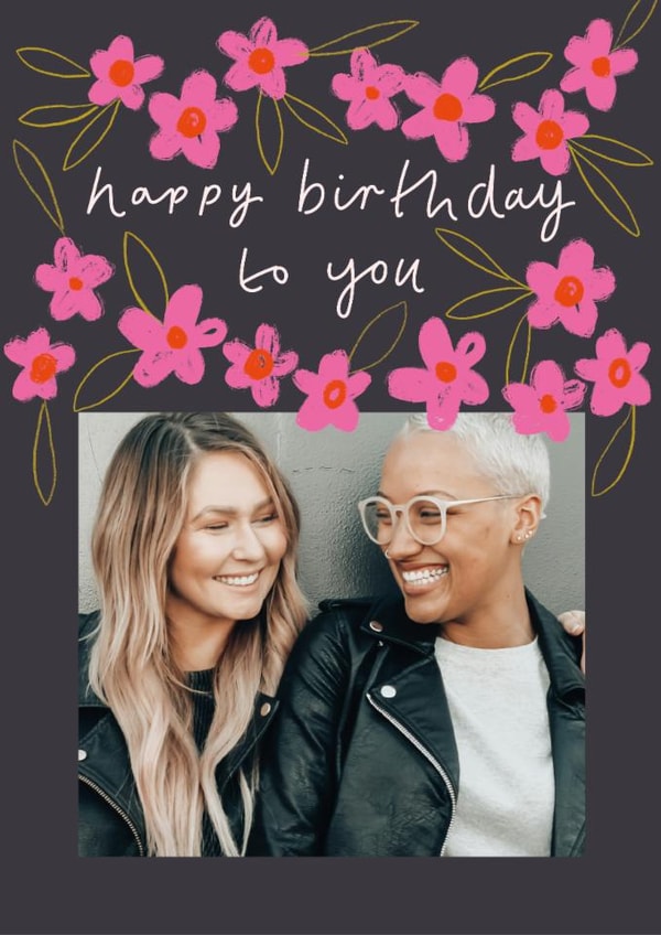 Pretty Birthday Card - Pink Flowers - Happy Birthday To You | thortful